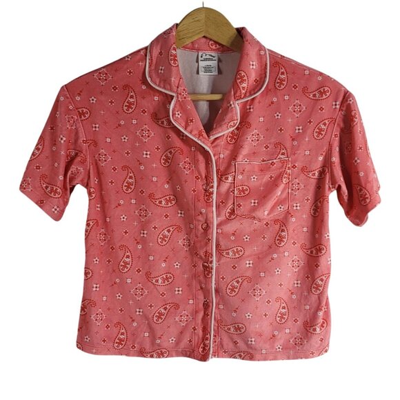 Art Class Pajama Lounge Set Pink Size 10 Large Button Top Pull On Shorts Paisley - Picture 2 of 11